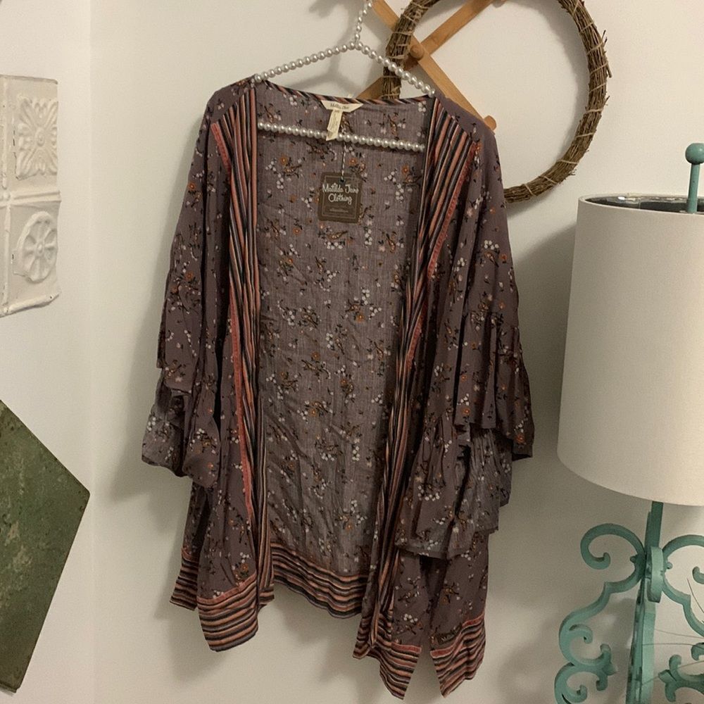 NEW Matilda Jane Along The Way Kimono M/L Floral Bird Ruffle Cardigan Rayon
